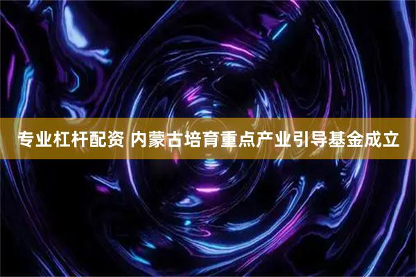 专业杠杆配资 内蒙古培育重点产业引导基金成立