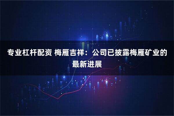专业杠杆配资 梅雁吉祥：公司已披露梅雁矿业的最新进展